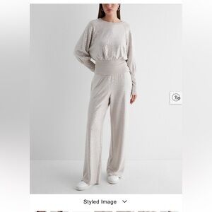 Express Silver Sequin Wide-Leg Jumpsuit